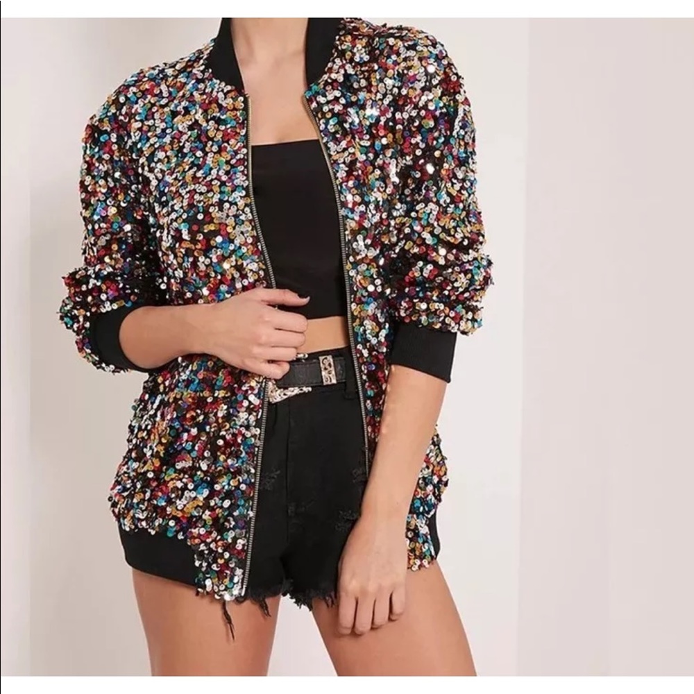 NWOT PRE-OWNED Women’s Multi Color Bomber Jacket-XL